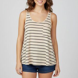 H&M Women's Tank Top Stripes Cropped Sleeveless Taupe Neutral Casual Flowy 4